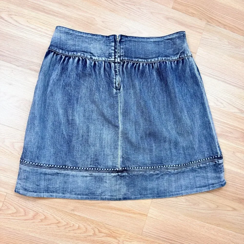Women’s Vintage Denim Mini Skirt 80s 90s Acid Wash Size 14 Grunge Rock Punk Moto